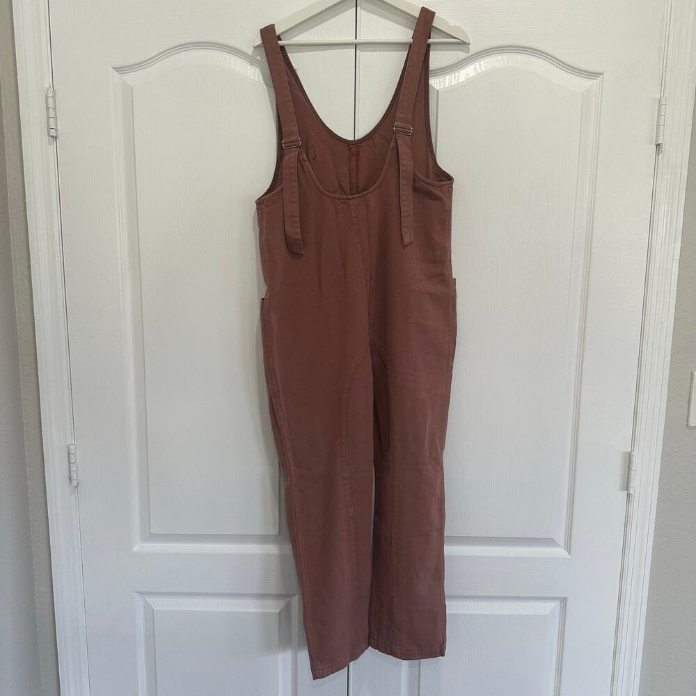 Wishlist Women’s Cotton Open Back Denim Overalls Mocha Size S - Picture 3 of 7